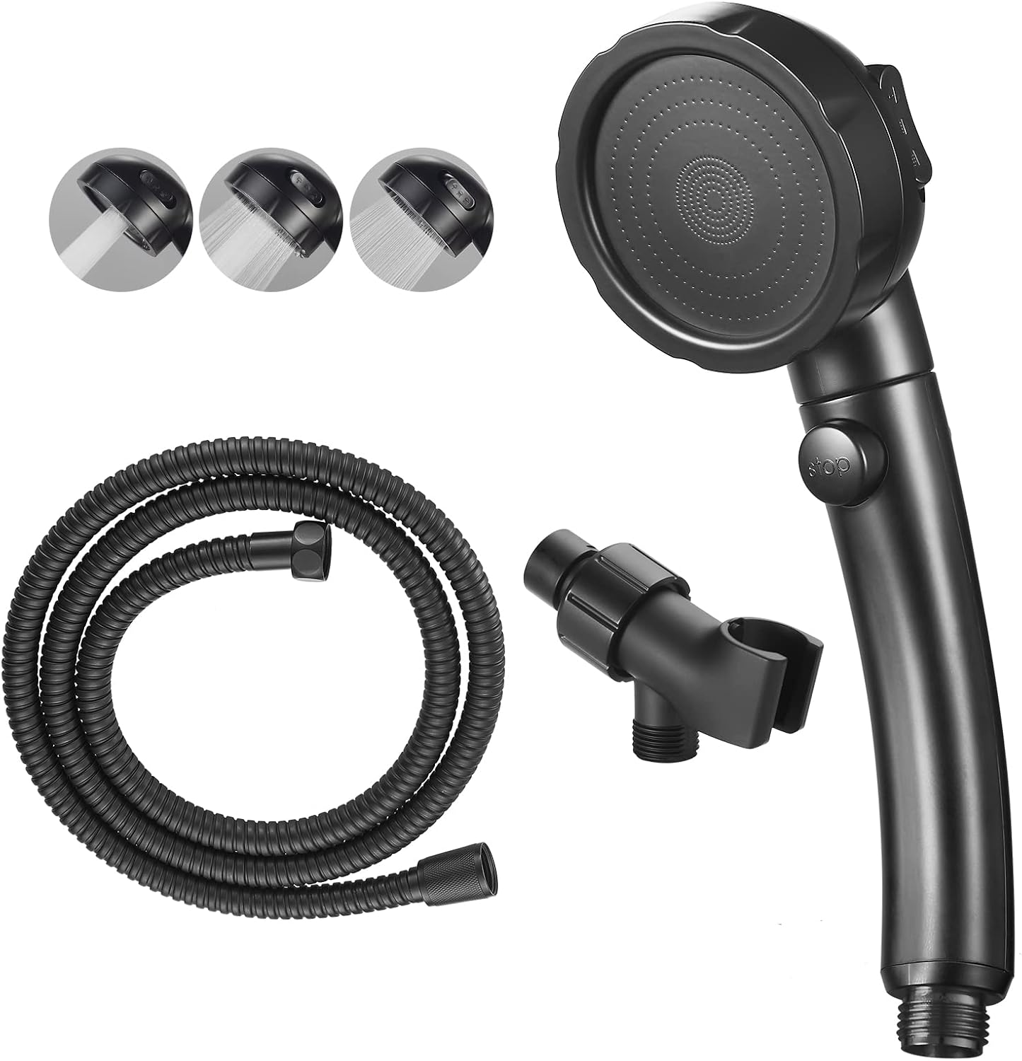 KAIYING Handheld Shower Head with 3 Spray Modes and ONOFF Switch Black