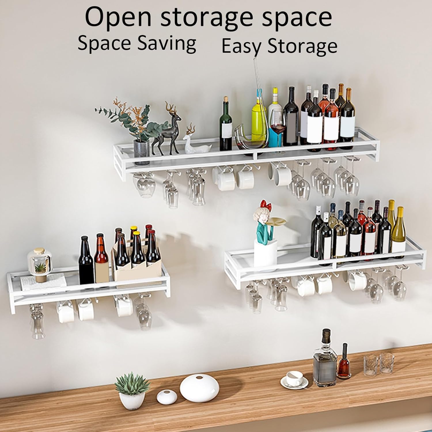 LIGUOYI Wall Mounted Wine Rack 60CM Space Saving Holder