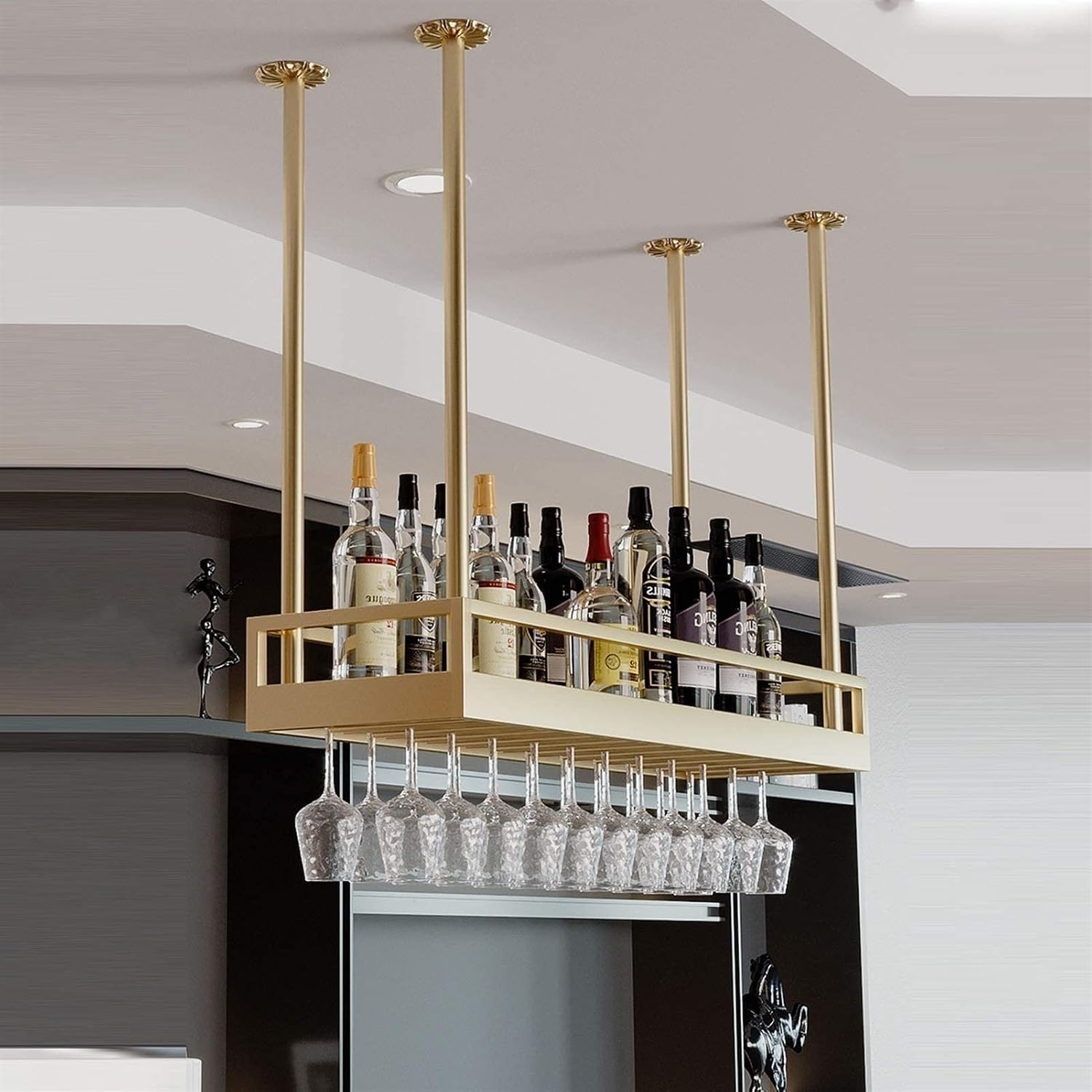 ZJDYDY Ceiling Wine Rack - Durable Metal Wall-Mounted Holder