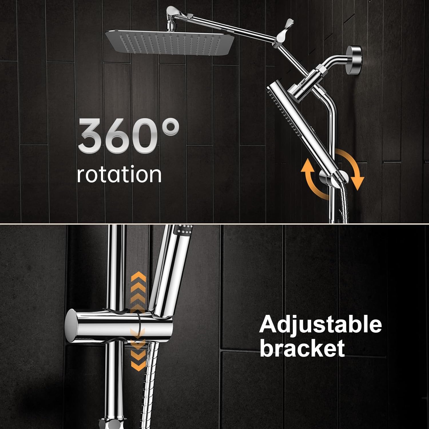 Veken 10 Inch All Metal Rain Shower Head with Handheld Spray Combo