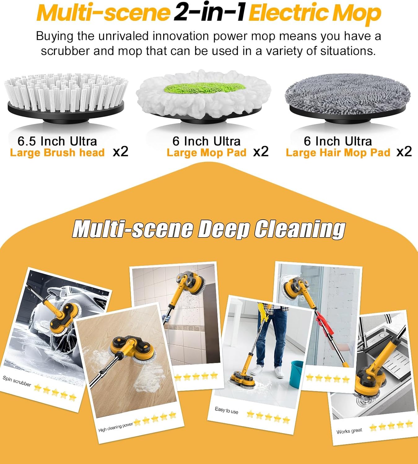 Qimedo 6000mAh Battery Electric Mop M1 with 800RPM