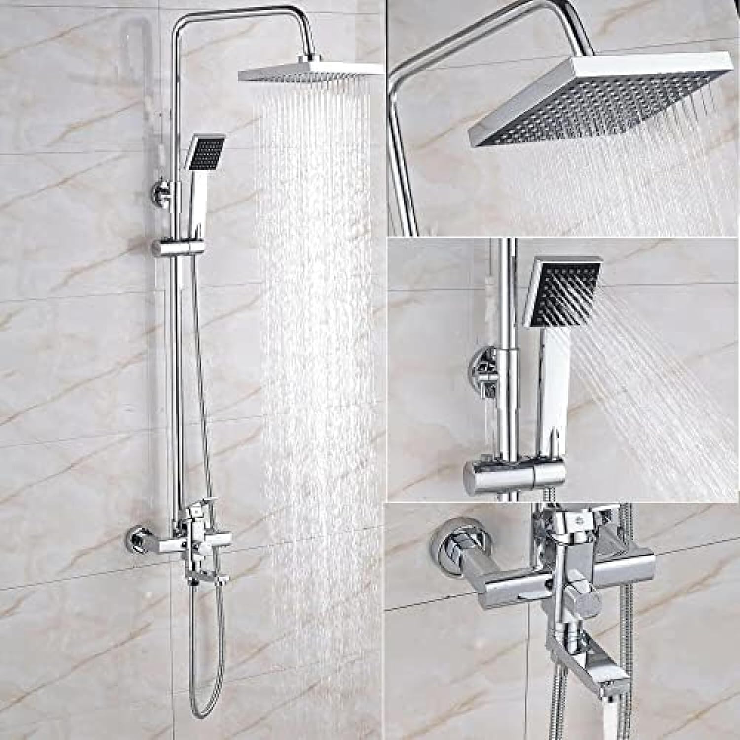 TECKI Rainfall Shower Faucet Trim System