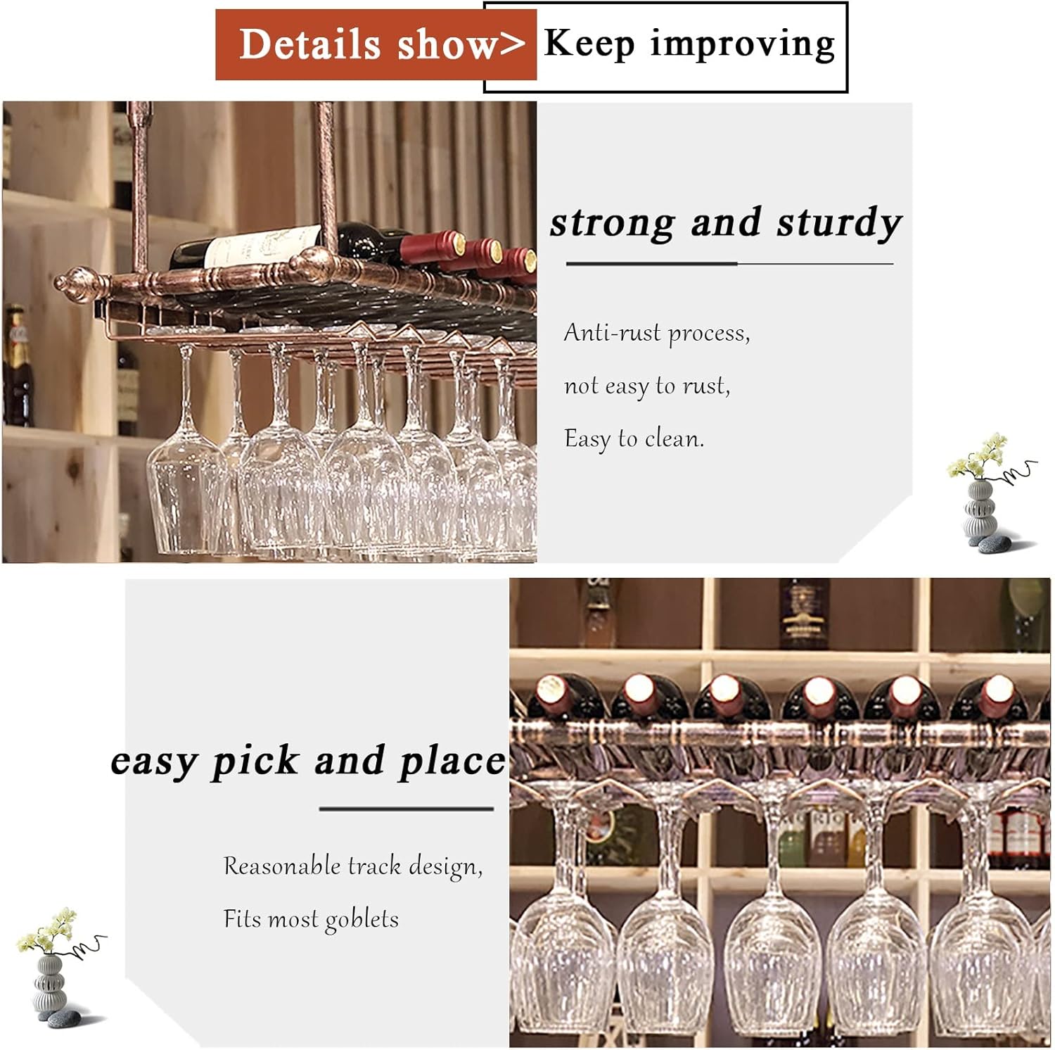 Wall-Mounted Wine Rack with Hanging Design for Home Bar