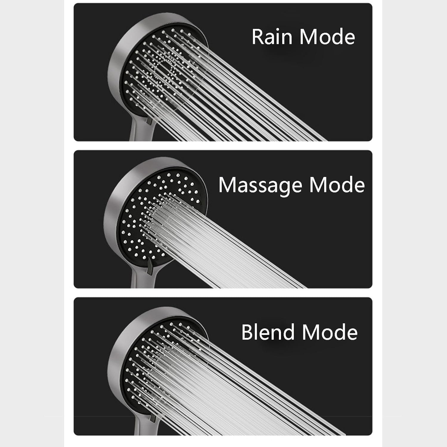 Piano Key Bathtub Faucet Set with 3 Functions Gray