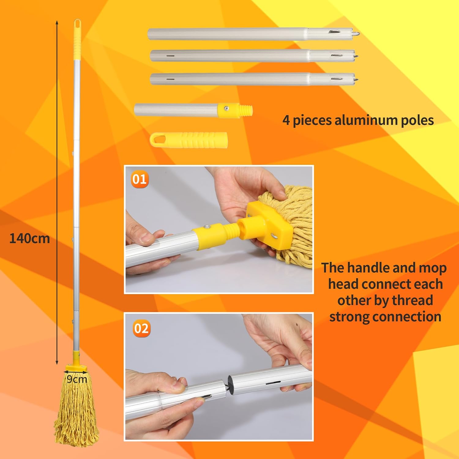 Wajeehaa 22 Qt Mop Bucket with Wringer and Cotton Mop