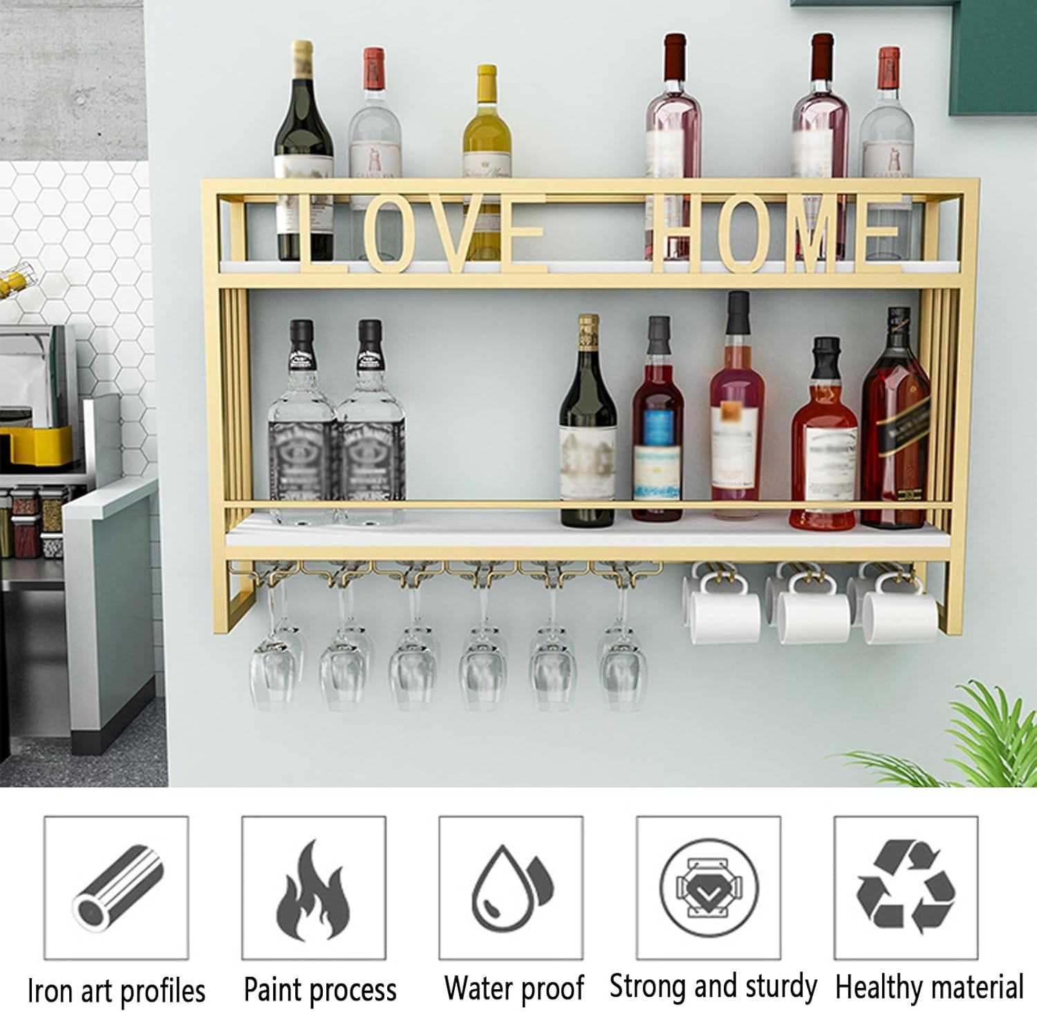 Wall Mounted Wine Rack - Black 100cm394in