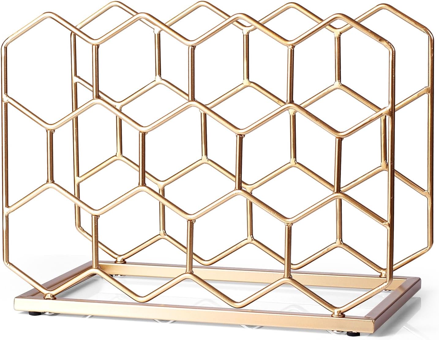 Drincarier 14 Bottle Gold Metal Wine Rack - Modern Freestanding Tabletop Display