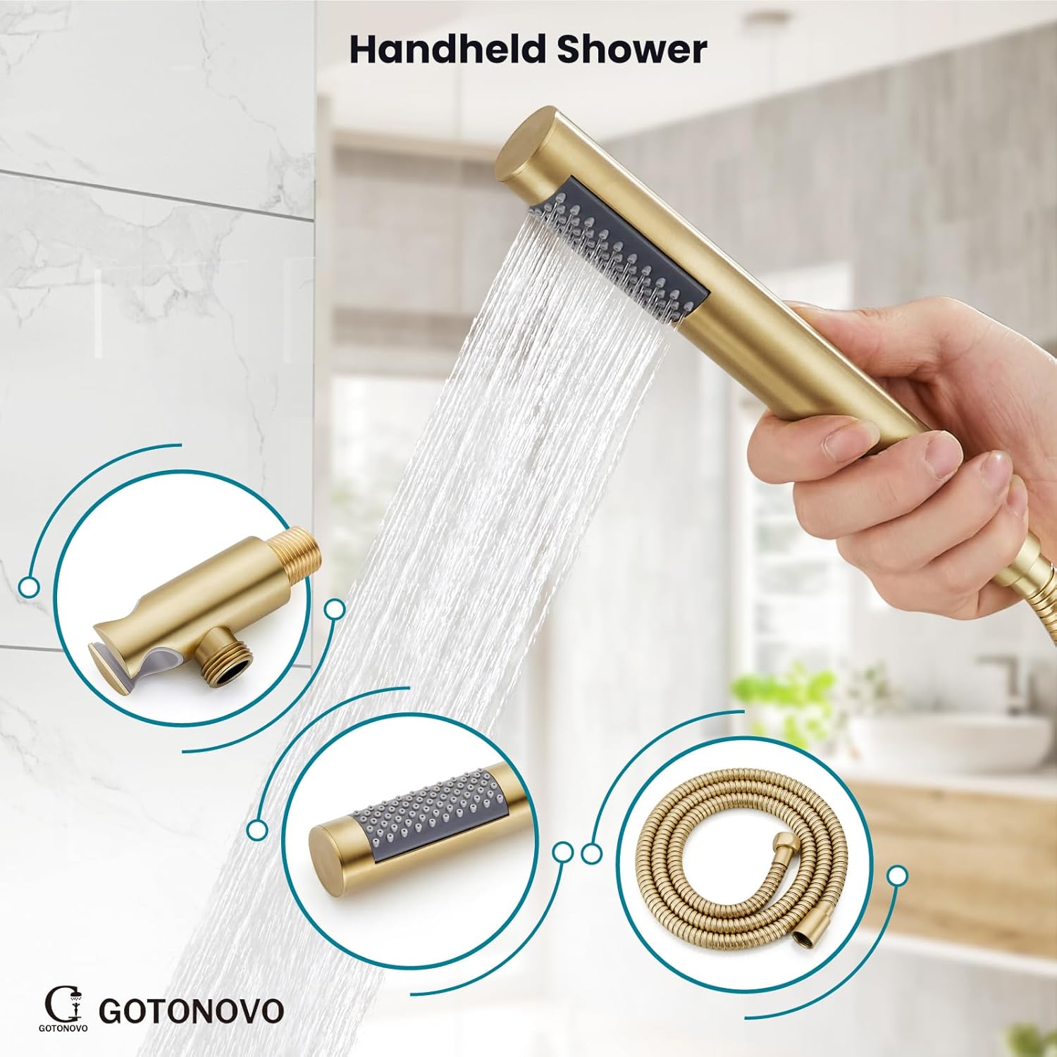 gotonovo Round Rain Showerhead with Handheld Spray and Rough In Valve