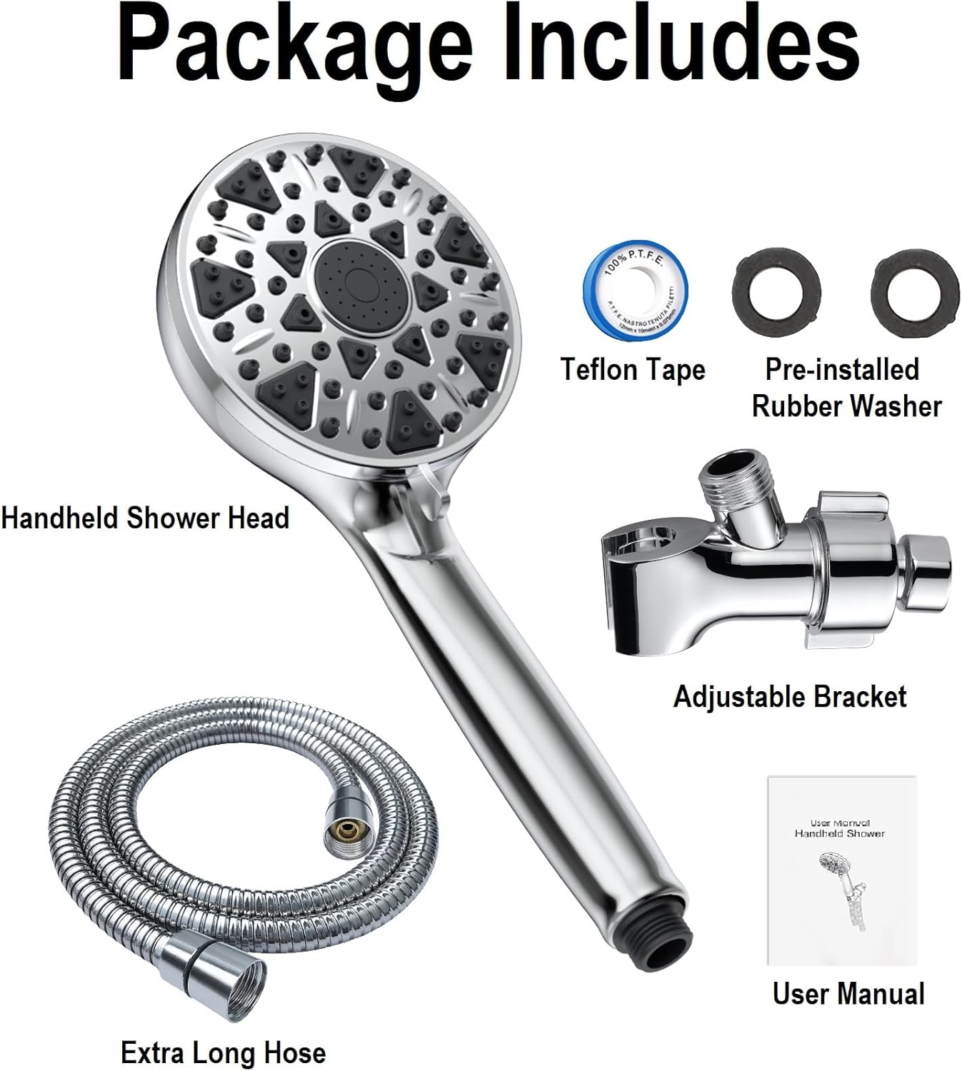 Diiwet Handheld Showerhead 7 Settings High Pressure