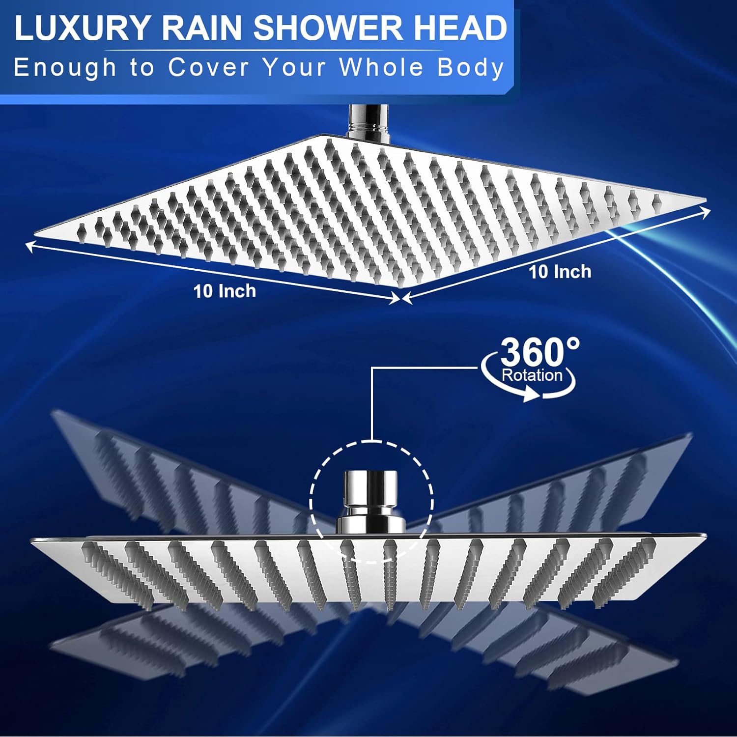 Aiscsc 10 Inch Rain Shower Head 304 Stainless Steel