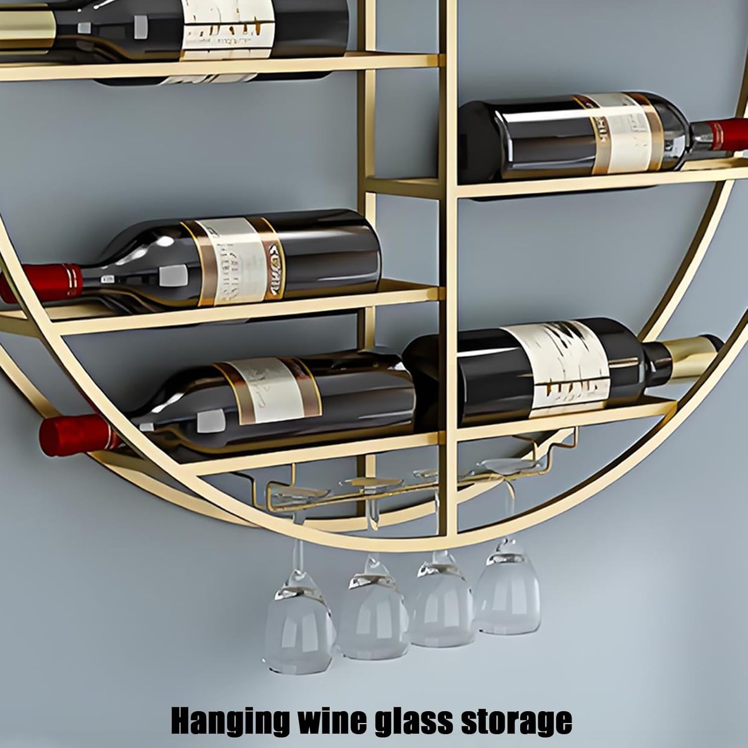 YVYKFZD Wall-Mounted Wine Rack Space-Saving Black Design 60x11x60cm
