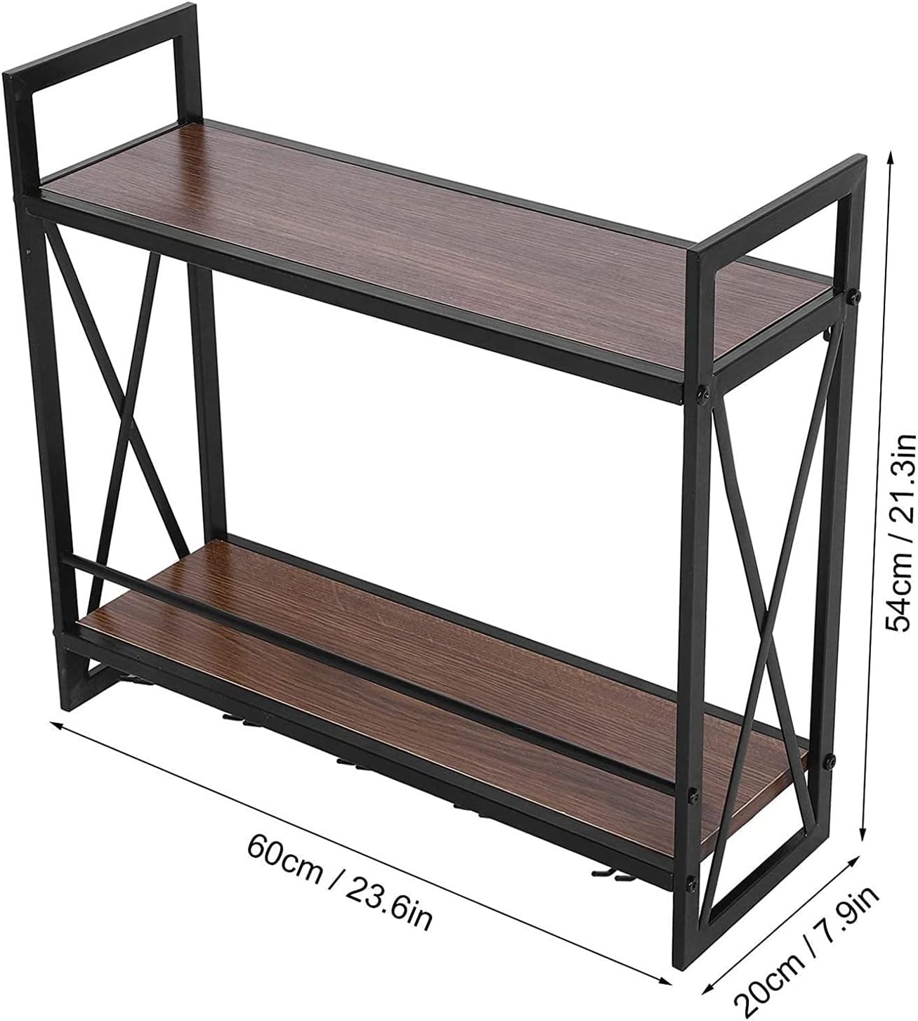 OBong 2-Tier Wall-Mounted Wine Rack with Guardrail and Floating Shelves