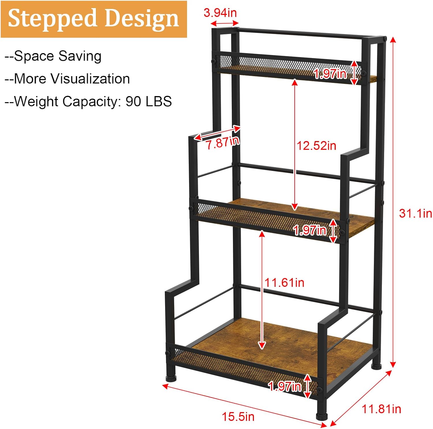 Bliesosfud 3 Tier Liquor Display Stand for Home Bar