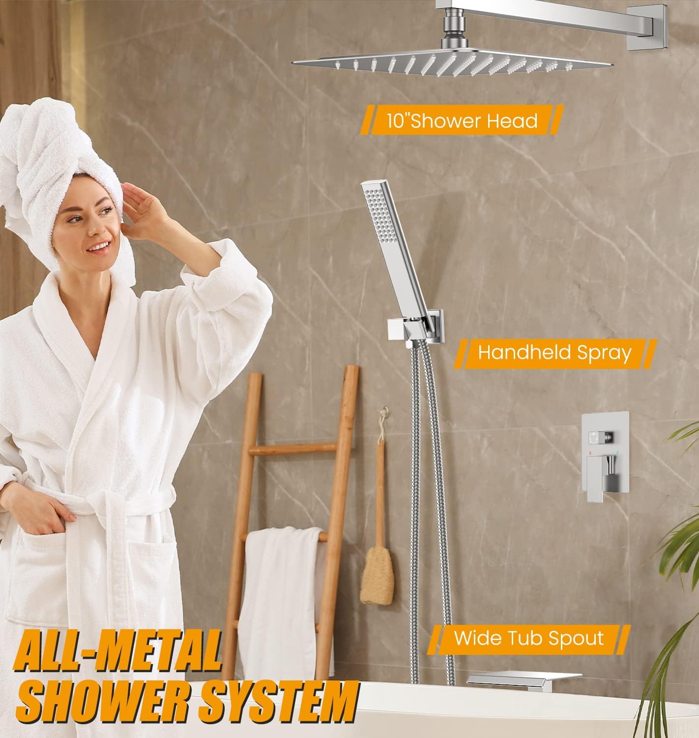 EMBATHER Tub Shower Trim System with Rain Shower Head