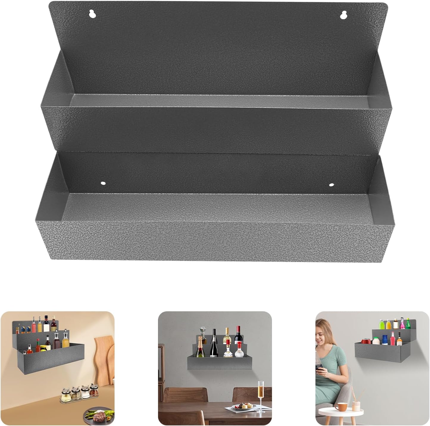 HOLMZCED 2 Tiers Wall Mounted Wine Rack