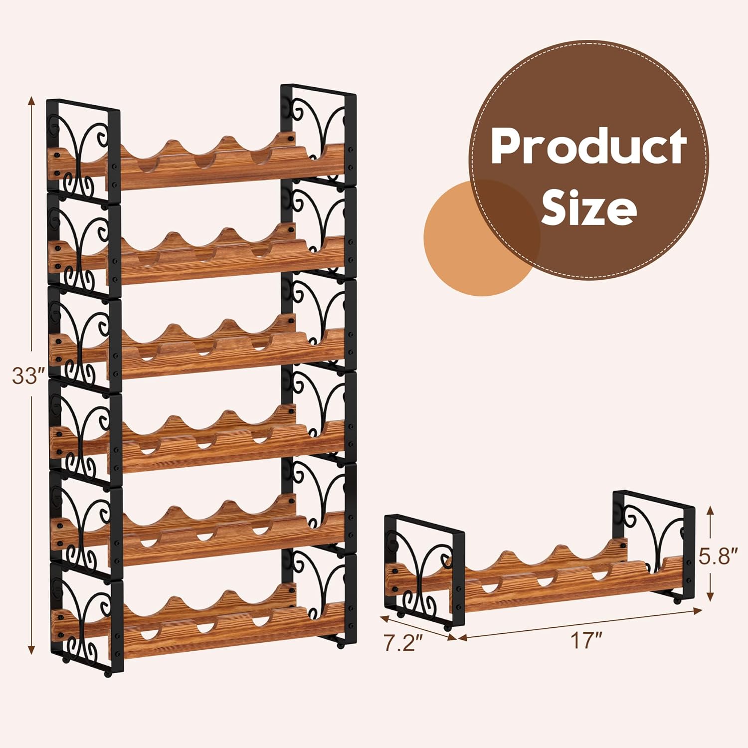 X-cosrack 6-Tier Freestanding Wine Rack with 24 Bottle Capacity