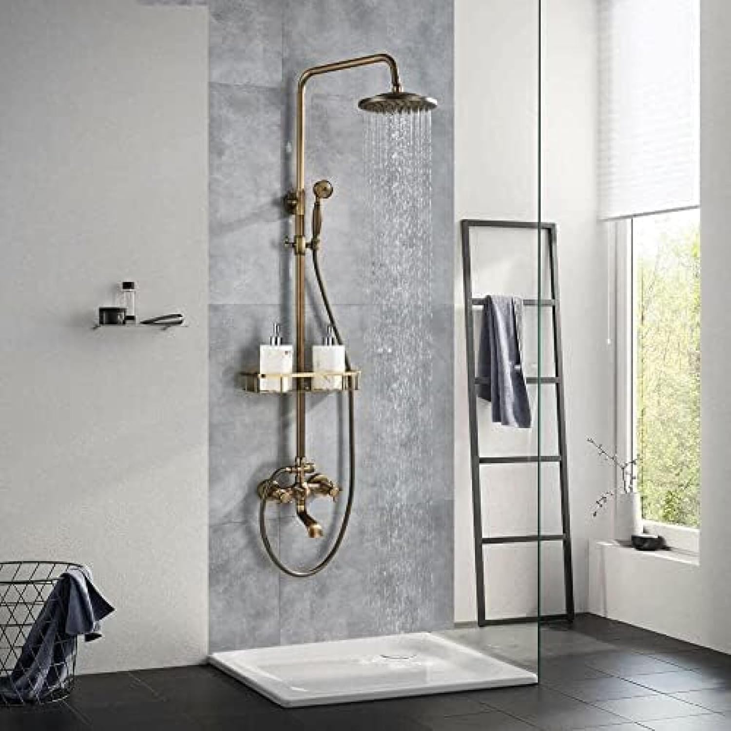 TECKI Rainfall Shower Faucet Set with 8 Inch Handheld Head