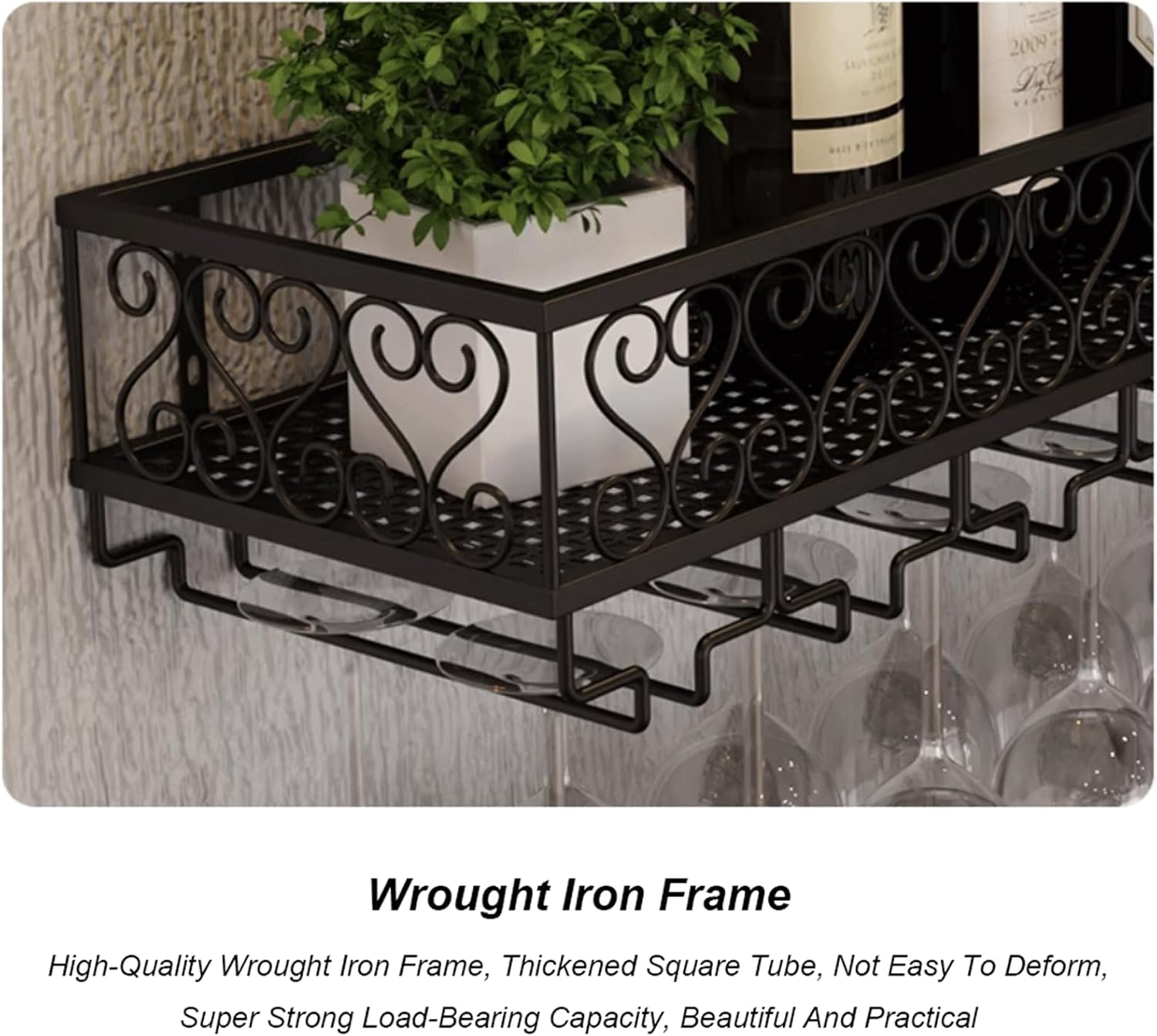 Wall Mounted Wine Rack with Stemware Hanger