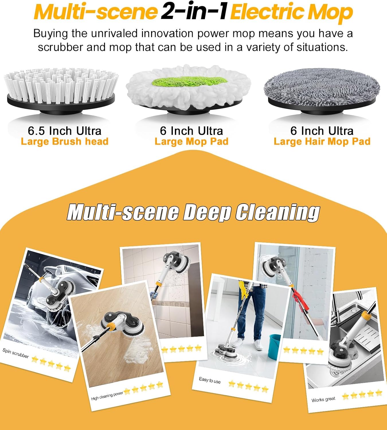 Qimedo 800RPM Cordless Electric Mop Scrubber