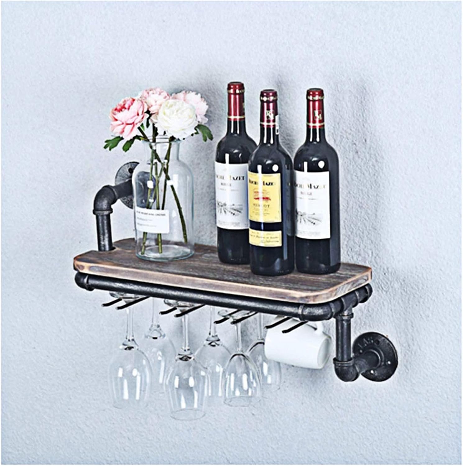 CGF- Wall-Mounted Wine Rack with 4 Glass Holders