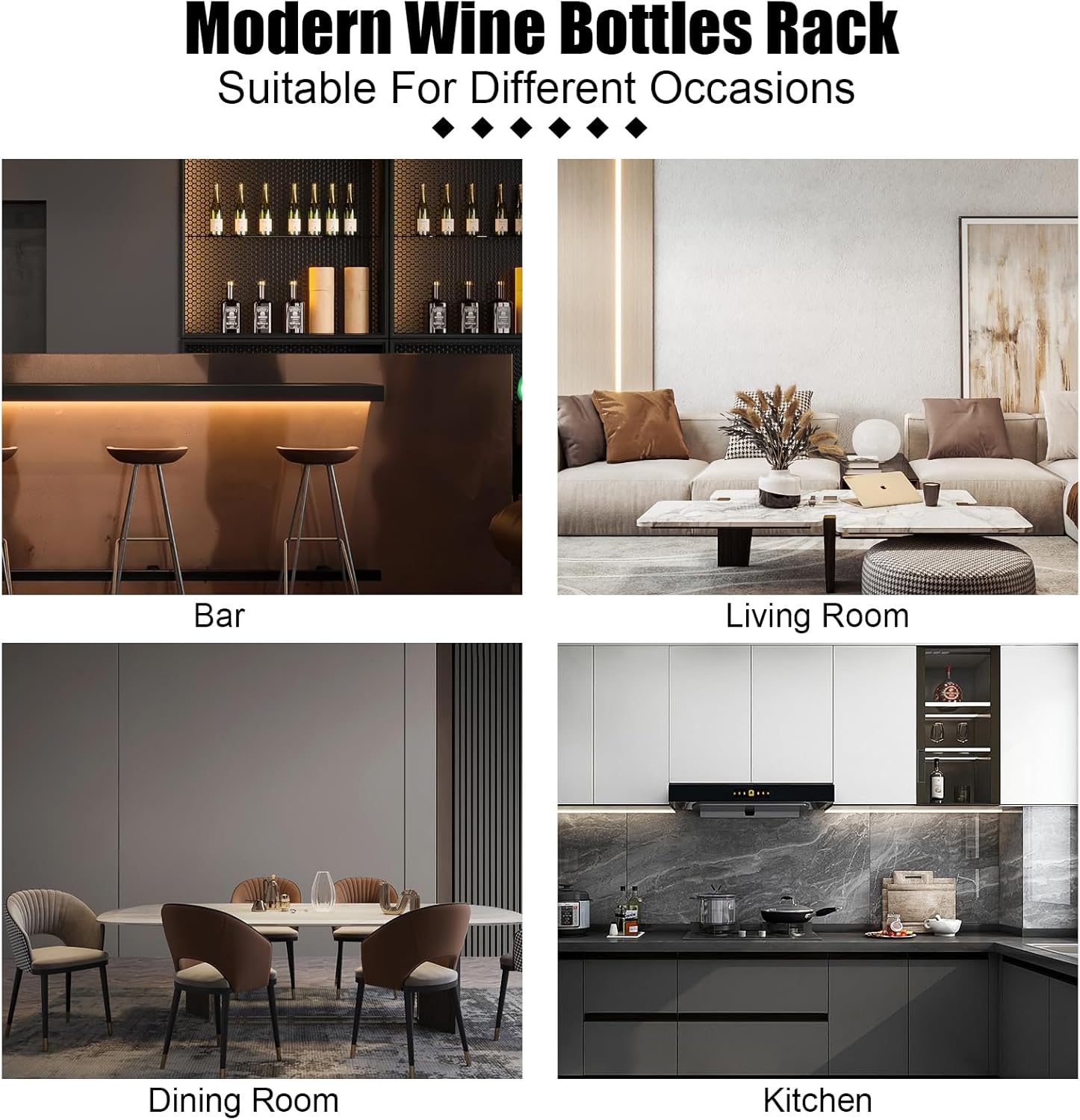 Bamboo Wine Rack Wall-Mounted 10-Bottle Storage