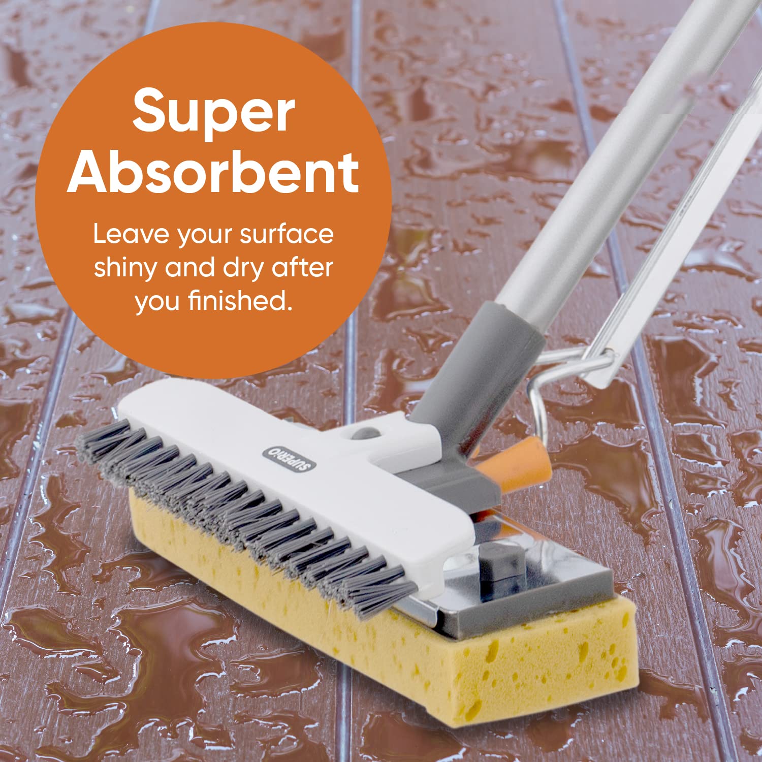 Superio Sponge Mop Pad Washable Reusable for Tile Laminate Bathroom Kitchen Garage