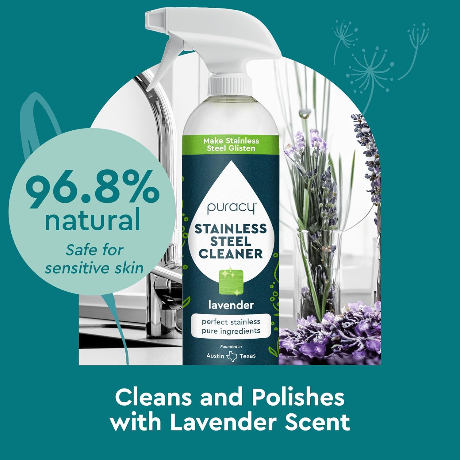 Puracy Stainless Steel Cleaner with Lavender Scent 1