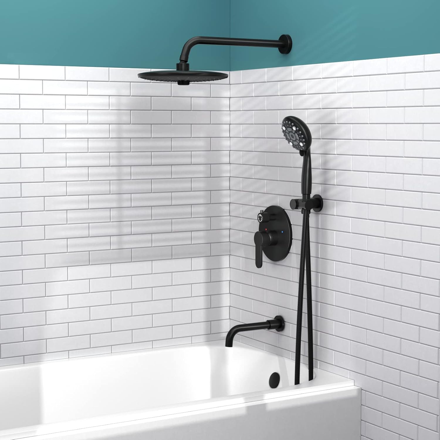 SR SUN RISE 10 Inches Matte Black Wall Mounted Shower System 1