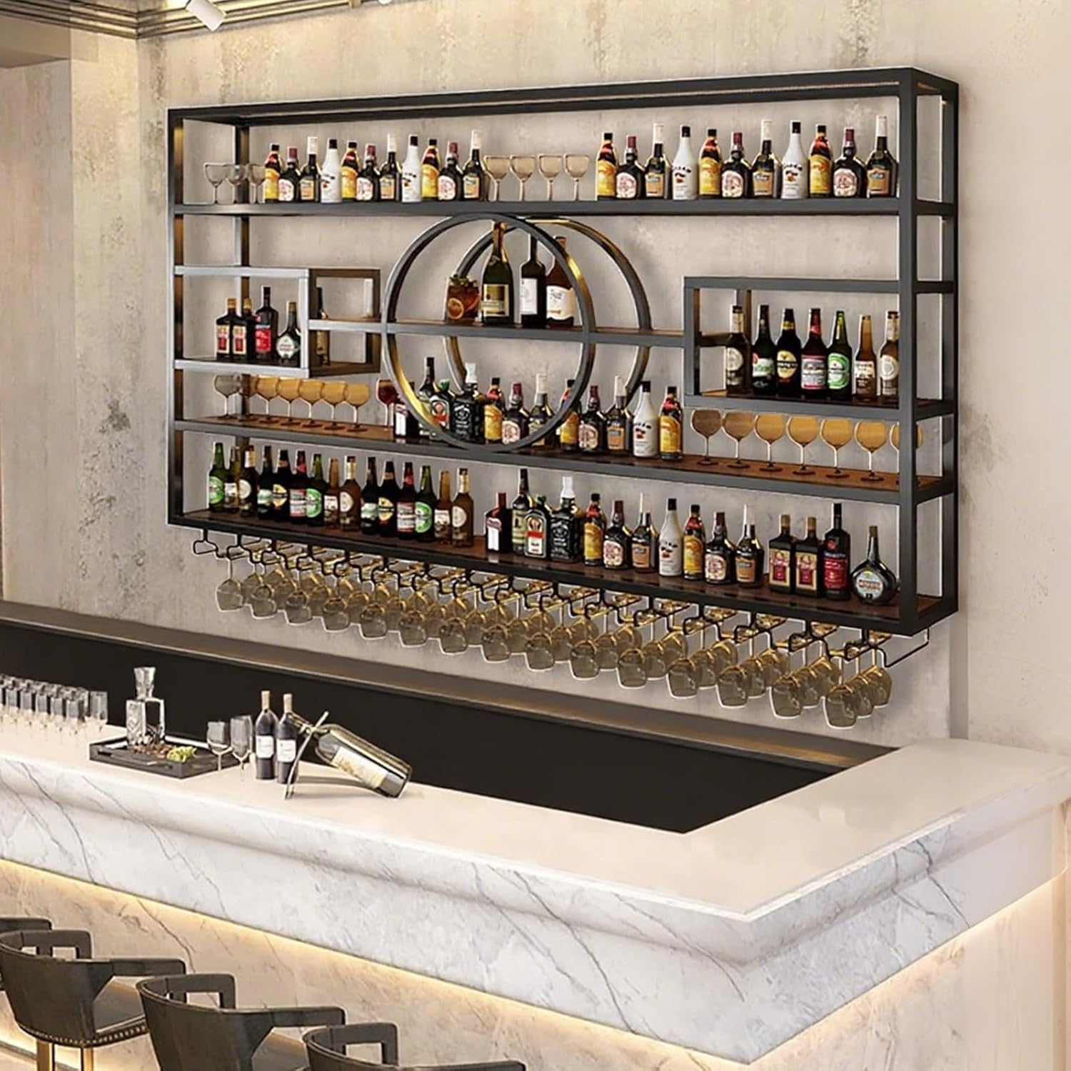63 In Wall Mounted Wine Rack with Storage