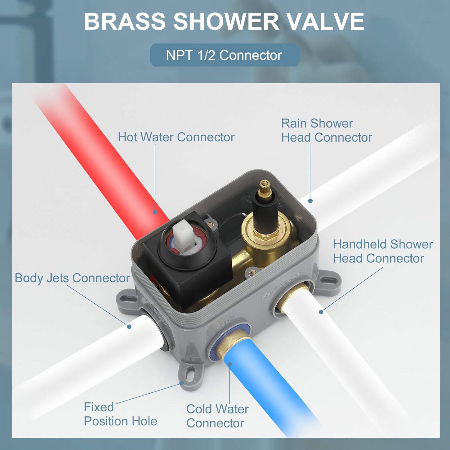 BWE Black Rain Shower System with Body Jets and Handheld Sprayer