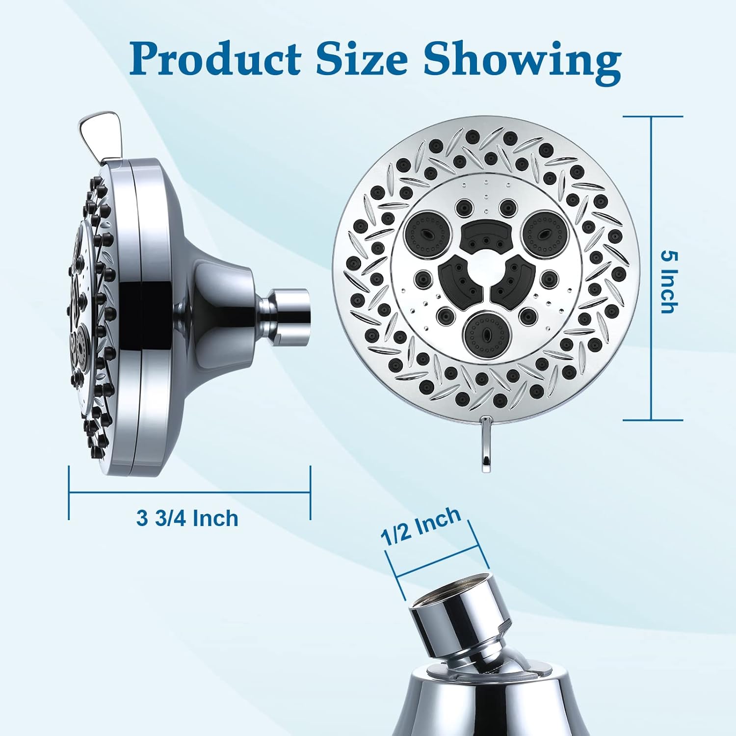 Aiscsc 8 Spray Modes Shower Head with 62 Nozzles
