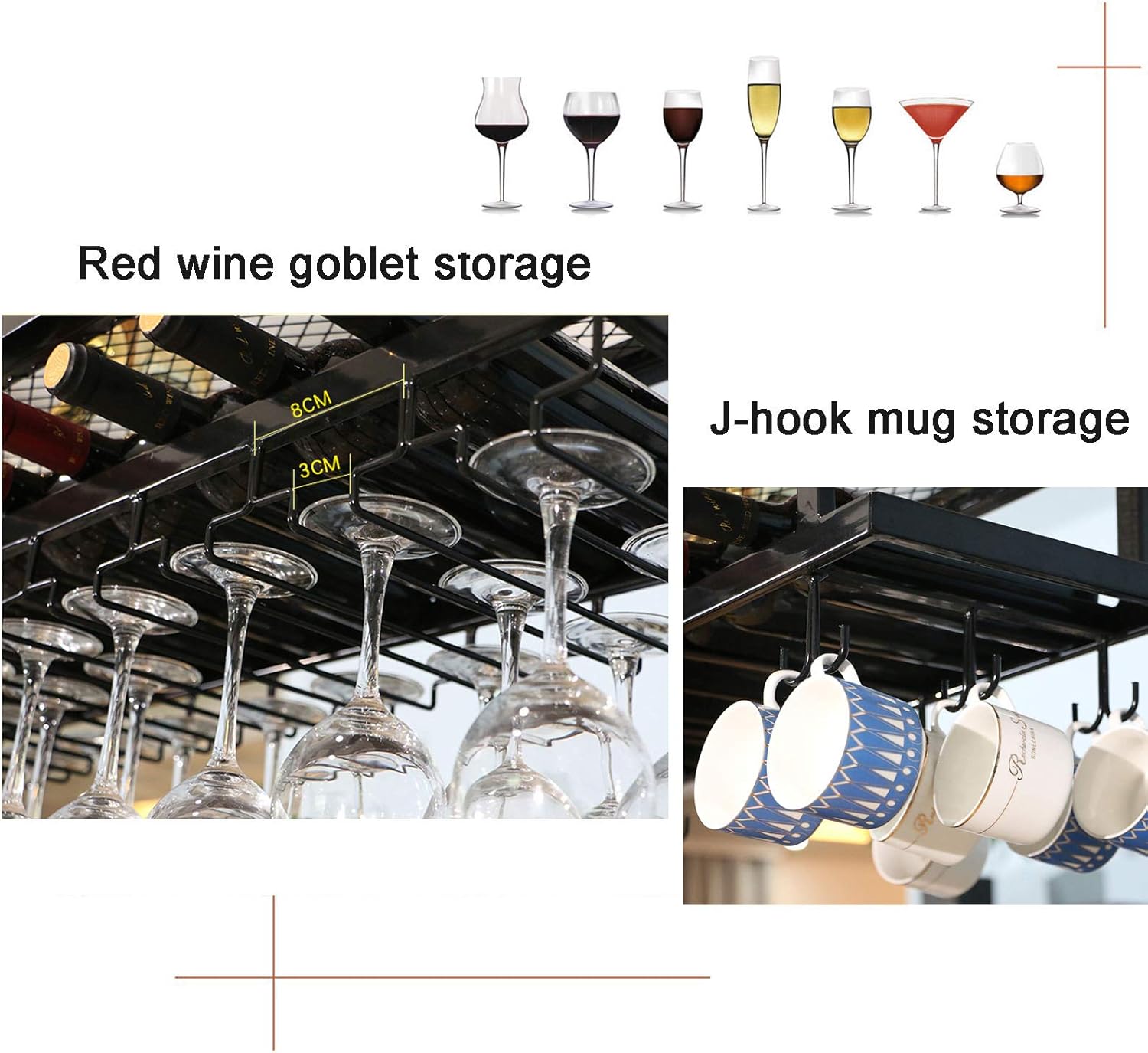 Wall-Mounted Wine Rack with Adjustable Ceiling Bar