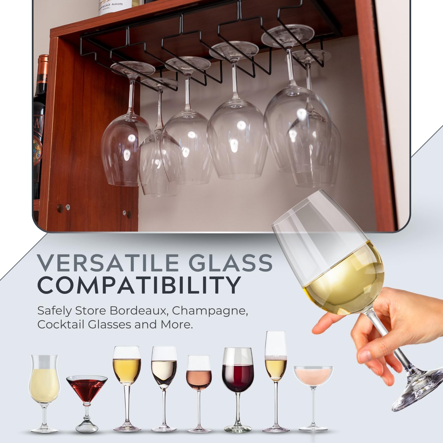 Maypes 4-Rack Wine Glass Holder Under Cabinet