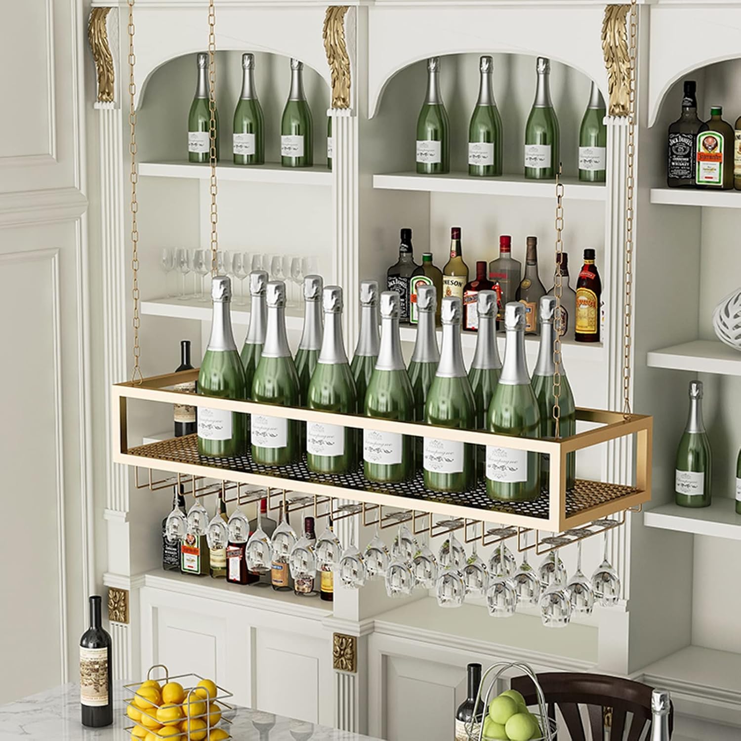 ZJDYDY Wall-Mounted Wine Racks with Glass Holders