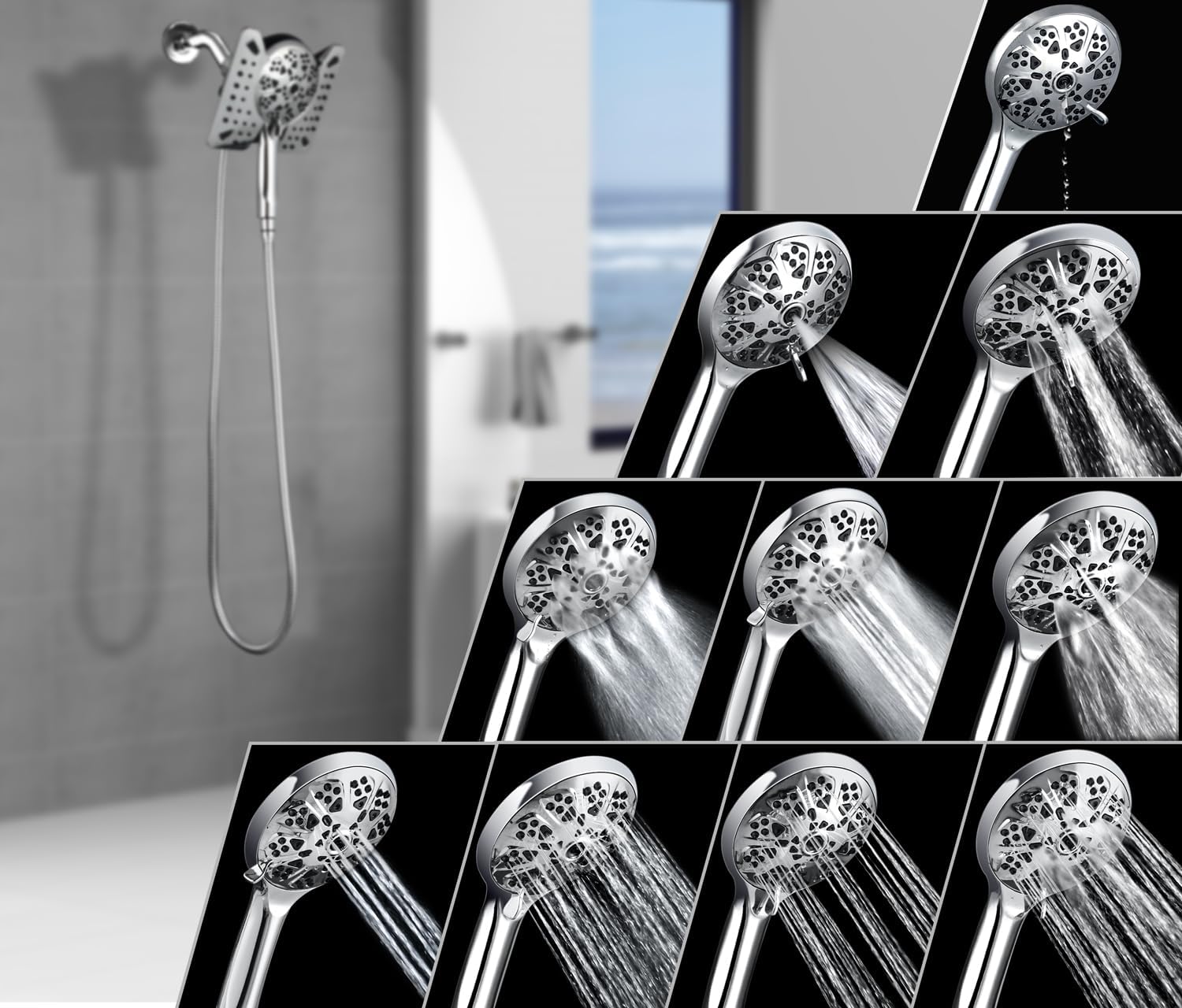INAVAMZ 25 GPM 2-in-1 Shower Head with Handheld