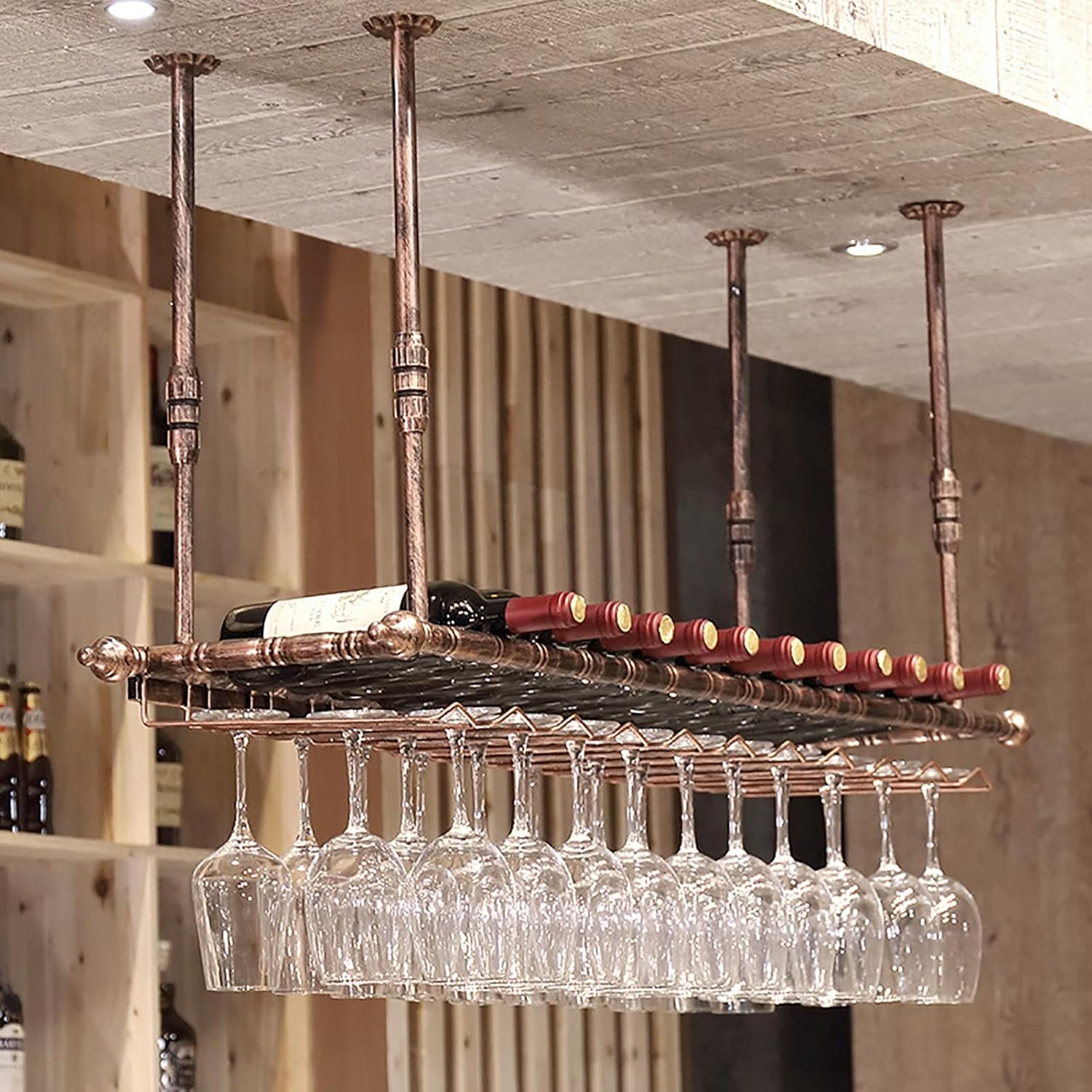 Wall-Mounted Wine Rack with Hanging Design for Home Bar