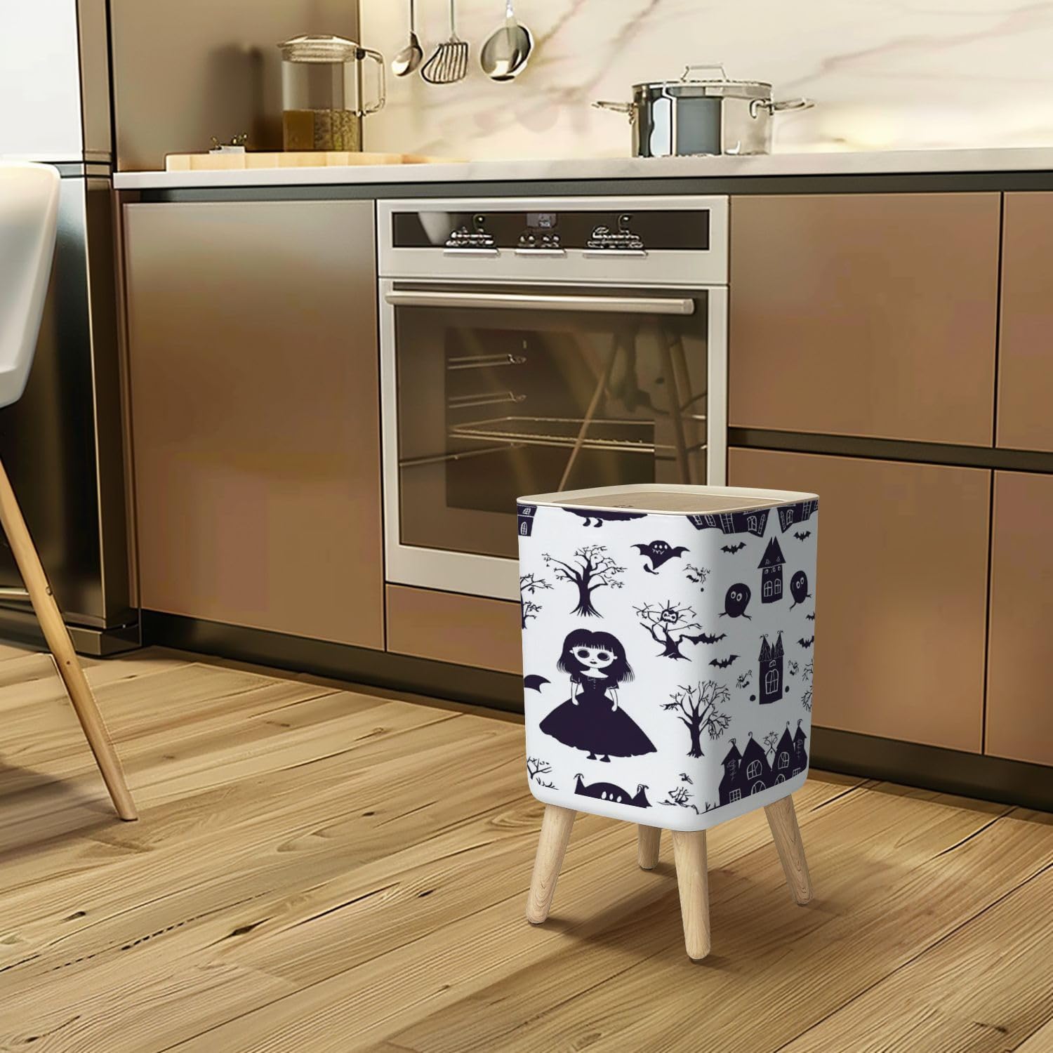 Small Trash Can with Lid 26 Gallon Gothic Design Waste Bin