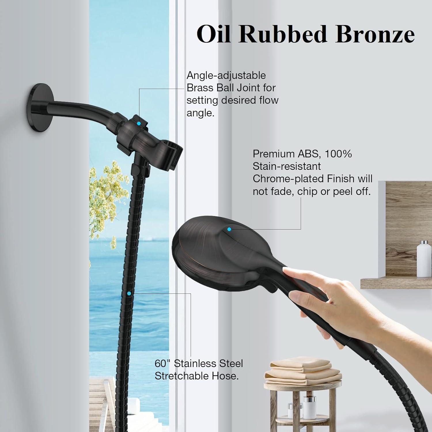 BOWGER High Pressure Handheld Shower Head Set