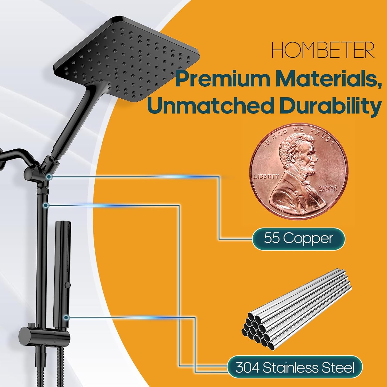 Hombeter Dual Shower Head Combo Matte Black