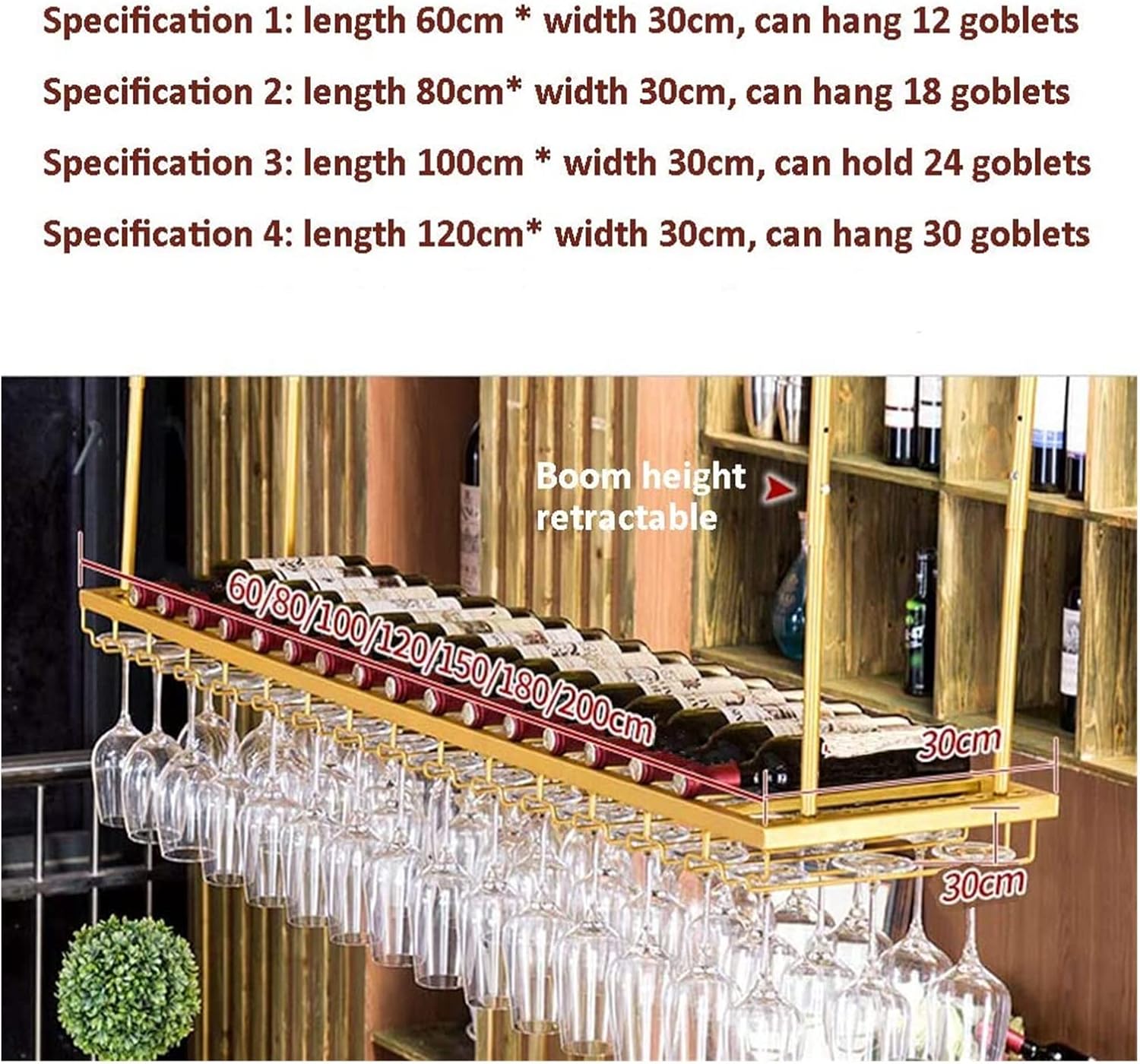 ALDEPO Wall-Mounted Wine Rack with Adjustable Metal Holder