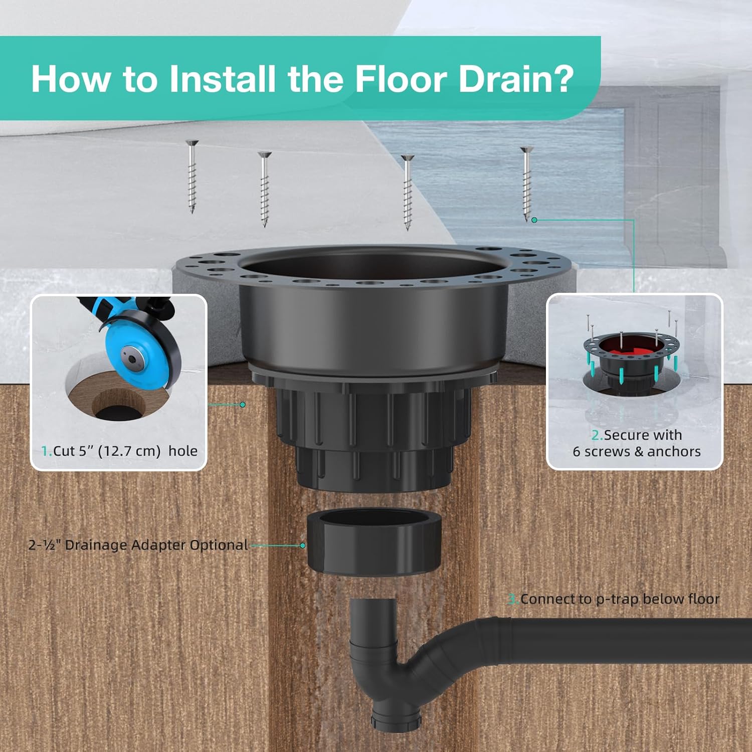 ABS Island Tub Drain Rough-in Kit with Dust Cover