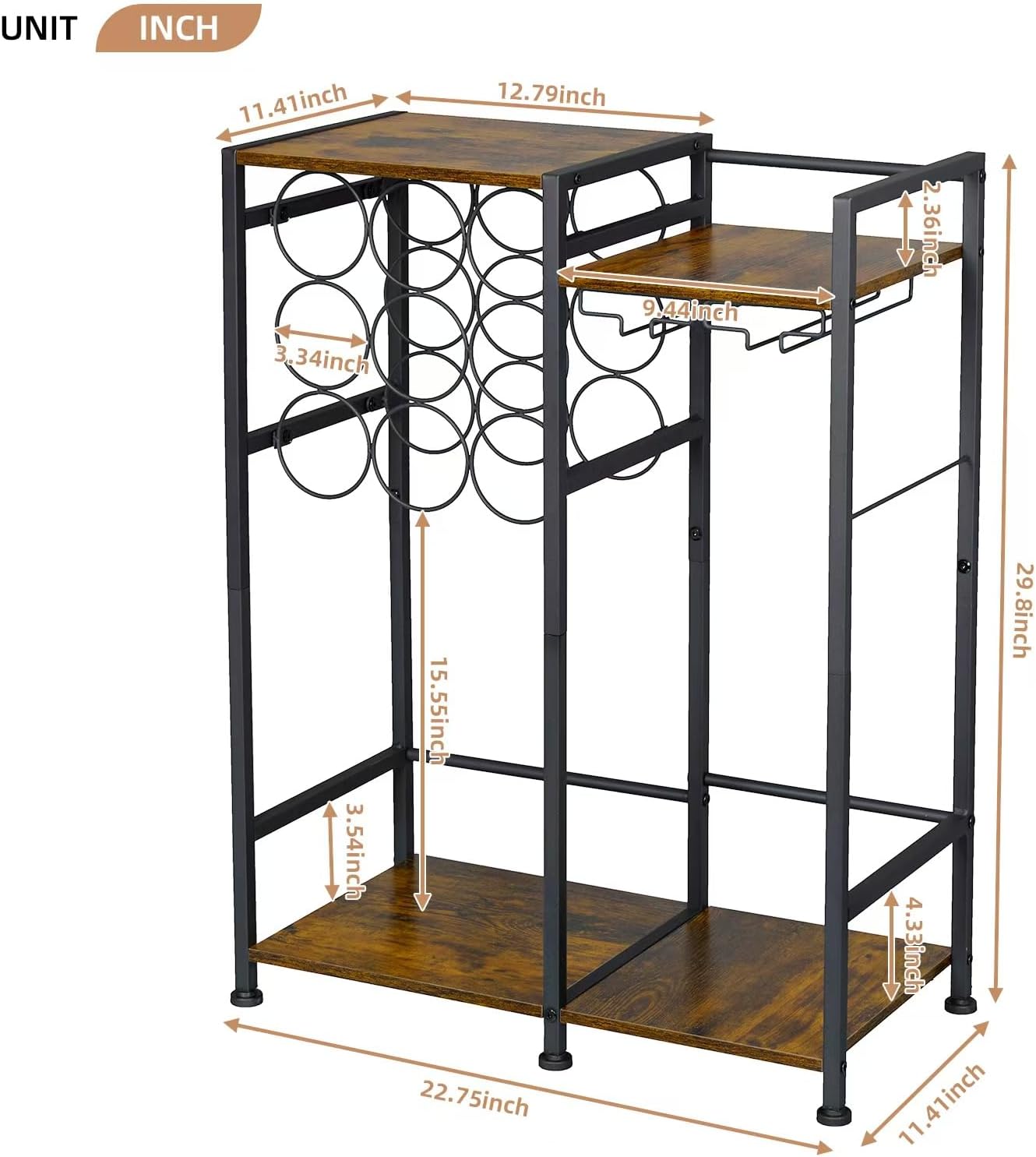 Bosimeca Freestanding Wine Rack with 9-Bottle Capacity