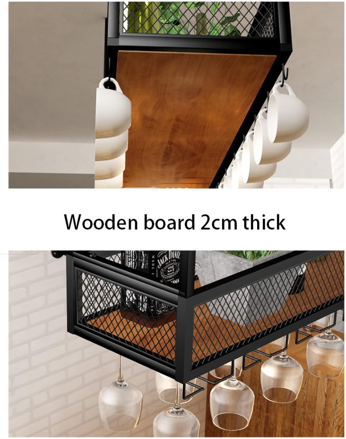 ZJDYDY Wall-Mounted Wine Rack with Glass Holder