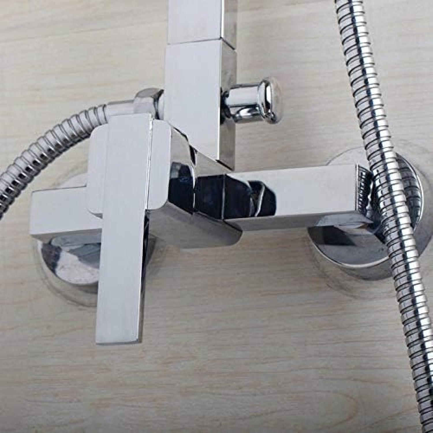 TECKI Chrome Wall Mount 8 Rain Shower Set with Handheld Mixer Faucet