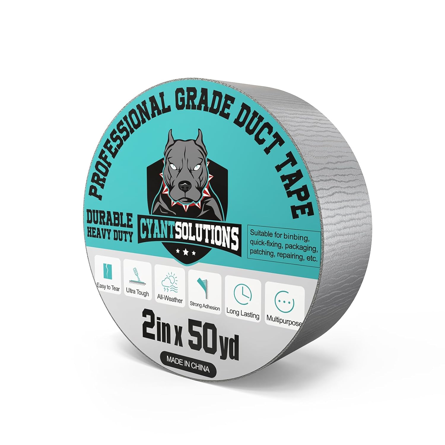 CyantSolutions Gray Duct Tape 2in x 50yd Heavy-Duty