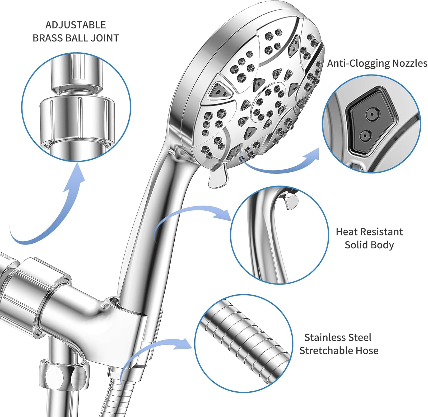 VKZK High Pressure 8 Mode Handheld Shower Head