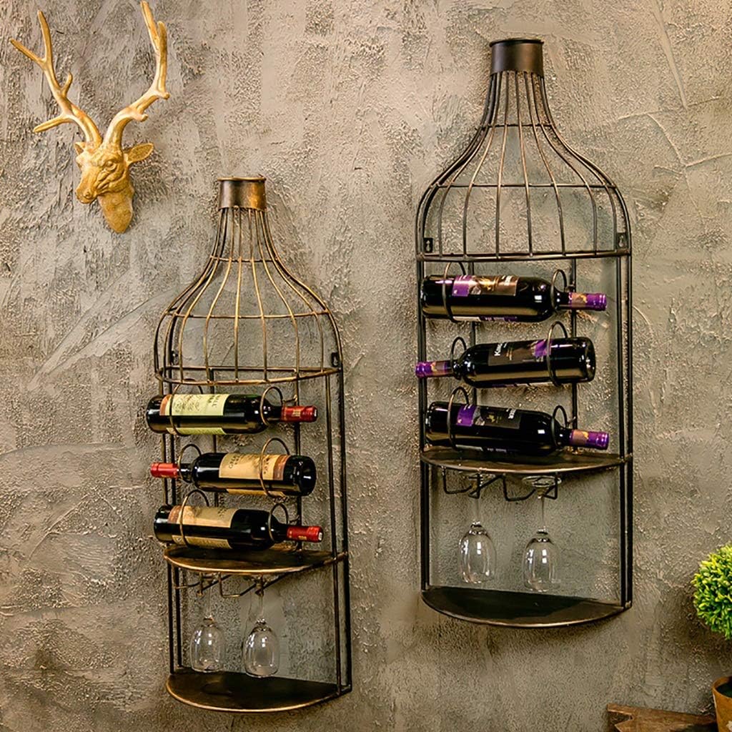 XONJEMU Wall-Mounted Wine Rack with Glass Holder