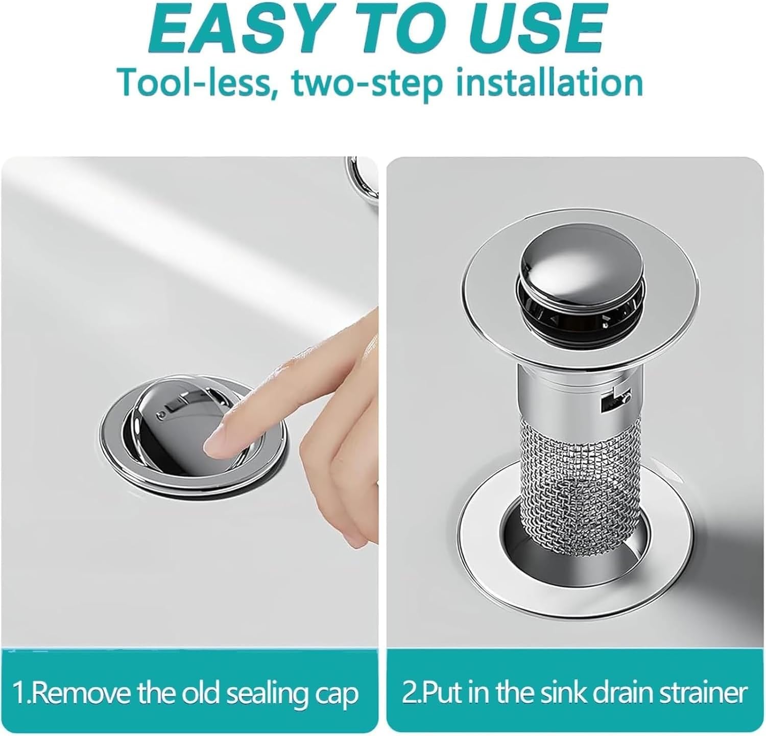 Universal Stainless Steel Drain Strainer with Copper Core 1pc