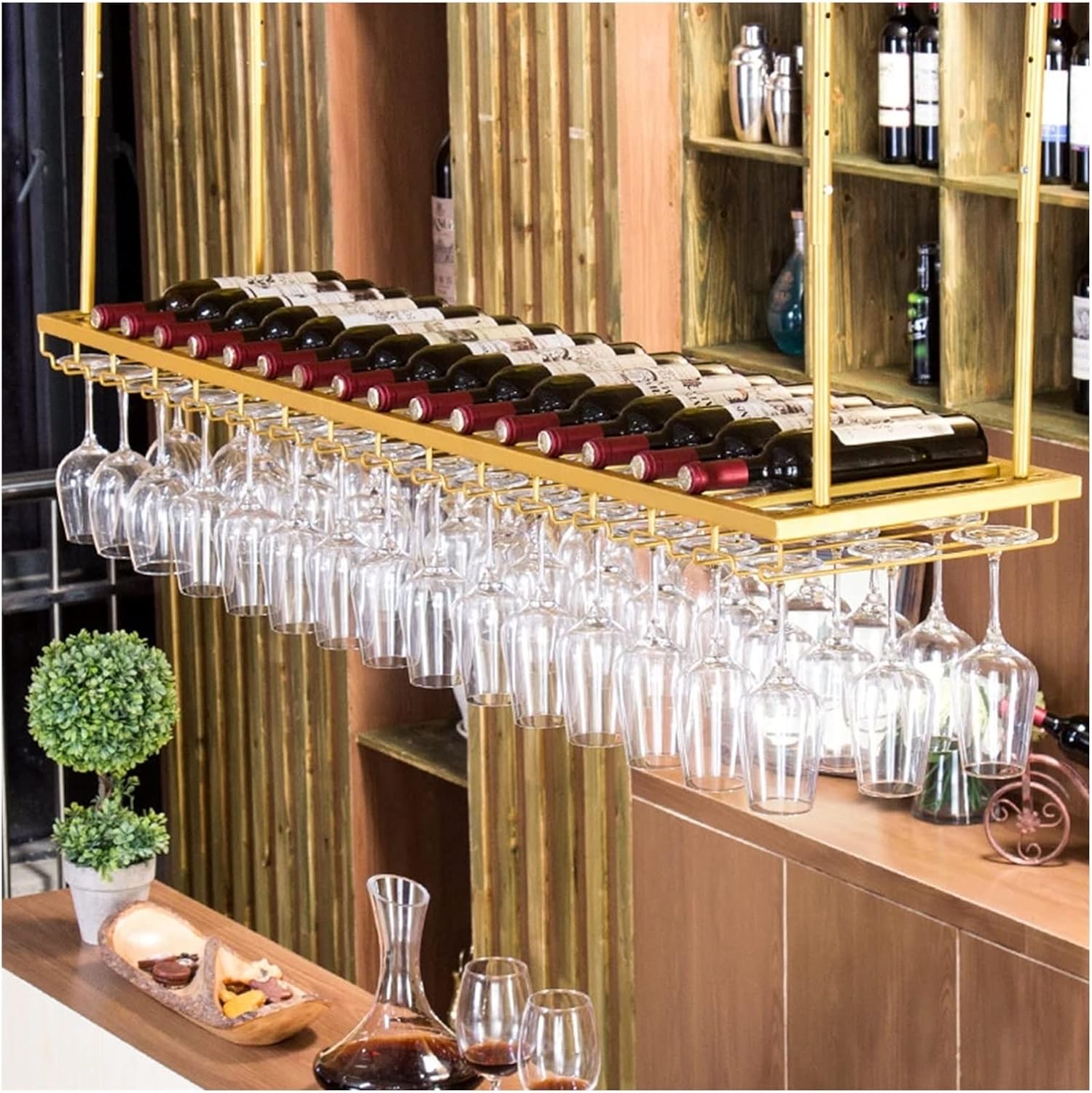 Pimex Wall-Mounted Wine Rack with Goblet Organizer