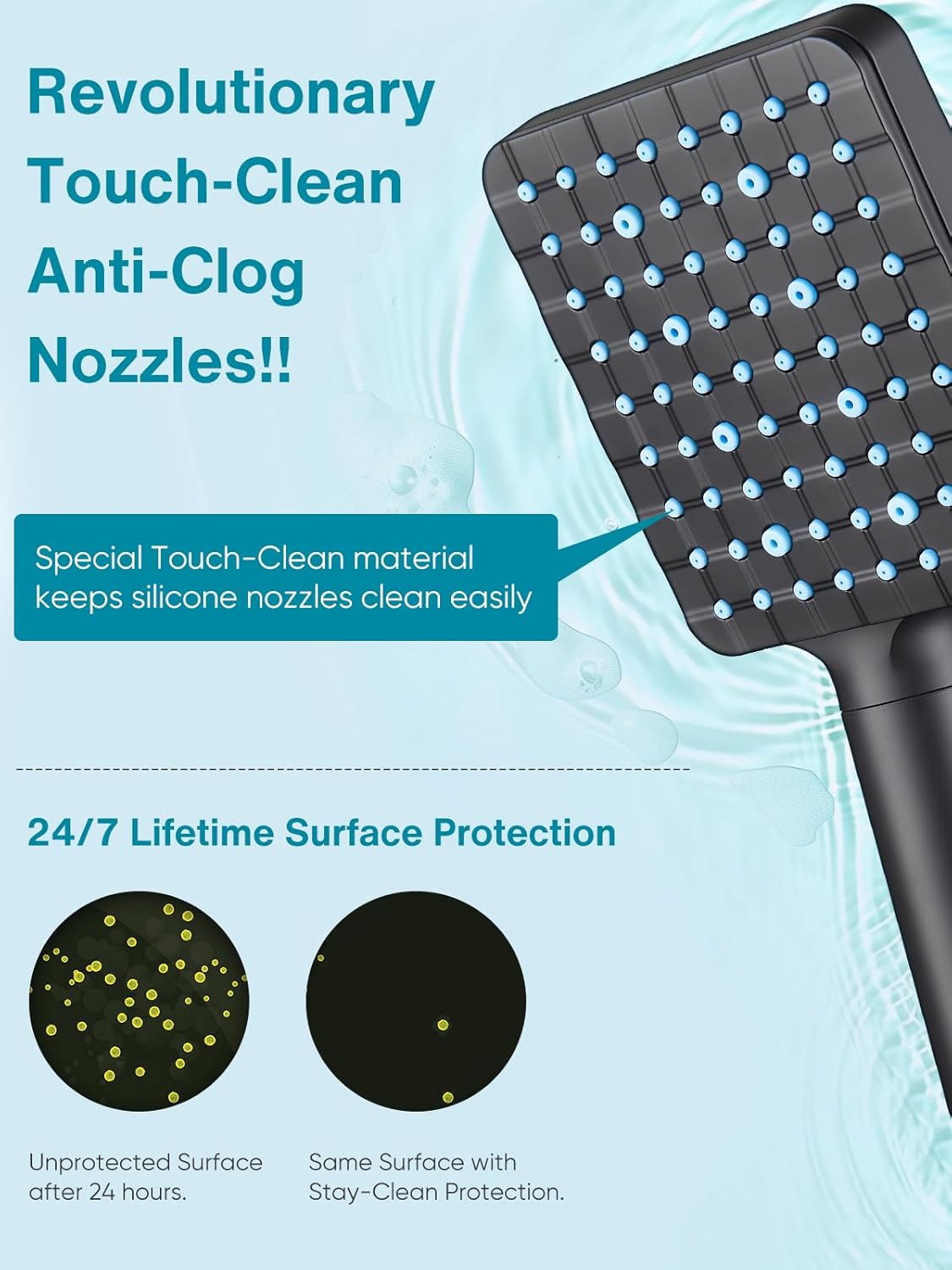 Cobbe Matte Black Handheld Shower Head with 6 Spray Modes